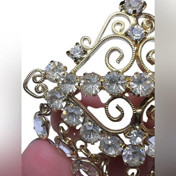 Vintage Gold Toned Crystal Broach - Picture 3 of 6